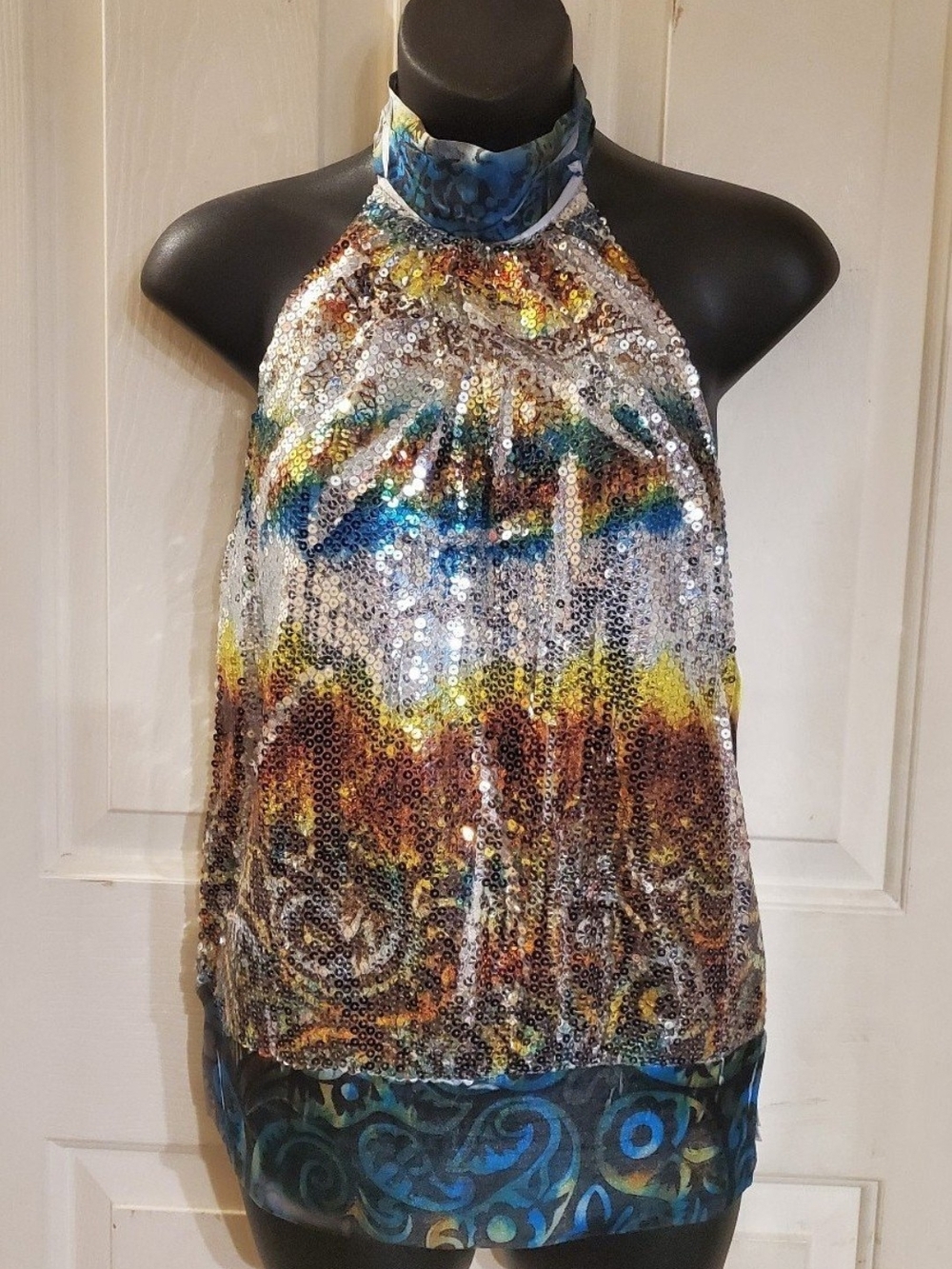 Multicolor Sequin Halter Camisole Top
